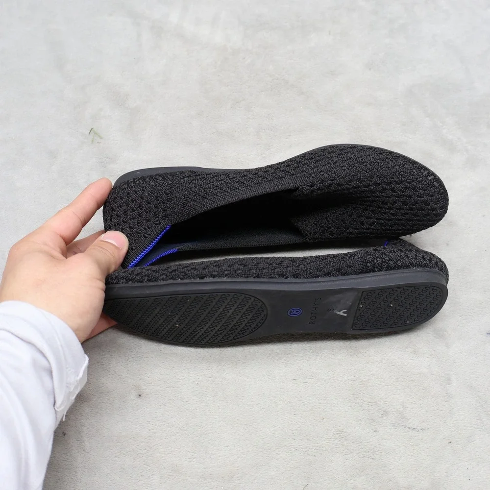 Rothys Women 6 Flats Shoes Black The Loafer Knit‎ Sustainable Slip On Everyday